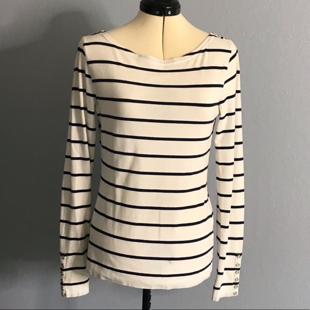 H&M Long Sleeve Striped Boatneck Top